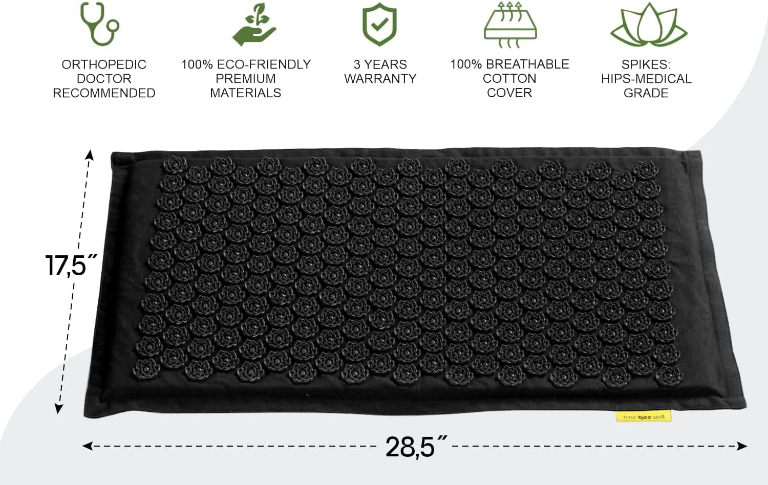 Acupressure Mat and Pillow Set | Acupuncture Mat for Back and Neck Pain Relief | Pranamat Inspired Accupressure Mats for Stress, Sciatic Pain, Feet Massage | Eco-Friendly Travel Bag Included