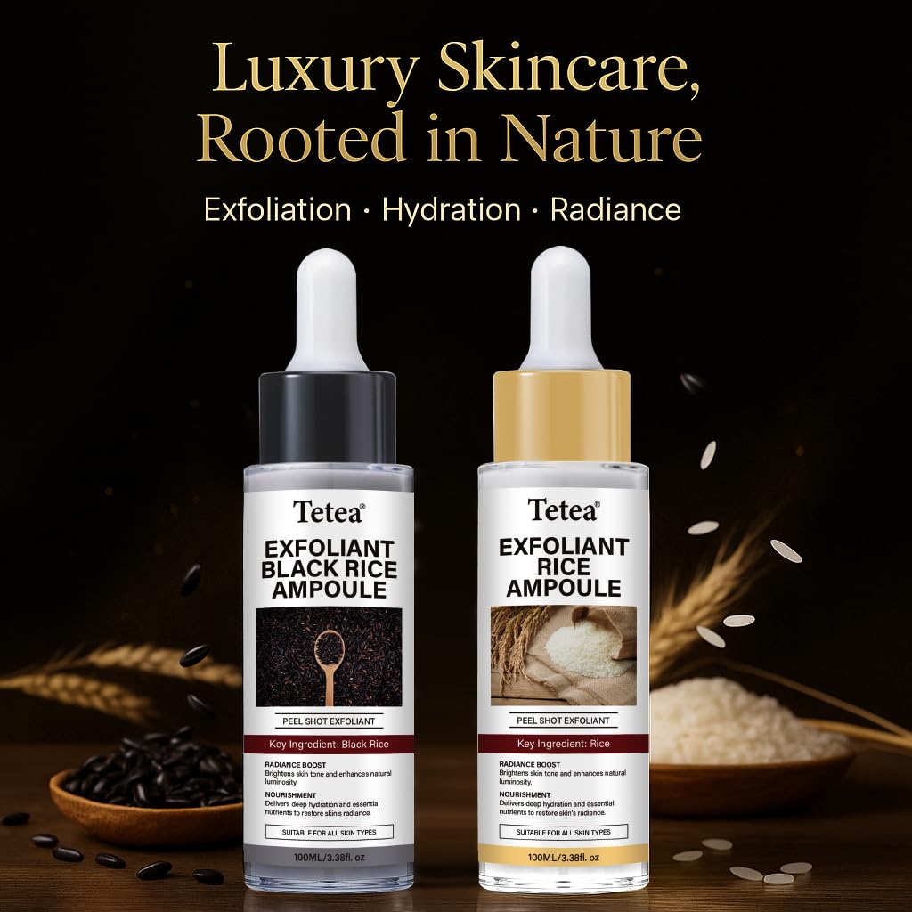 Peel Shot Glow Rice Ampoule Duo – 2 PCS White & Black Rice Facial Serum | Lightweight Hydrating Formula for All Skin | 3.38 Fl Oz Each
