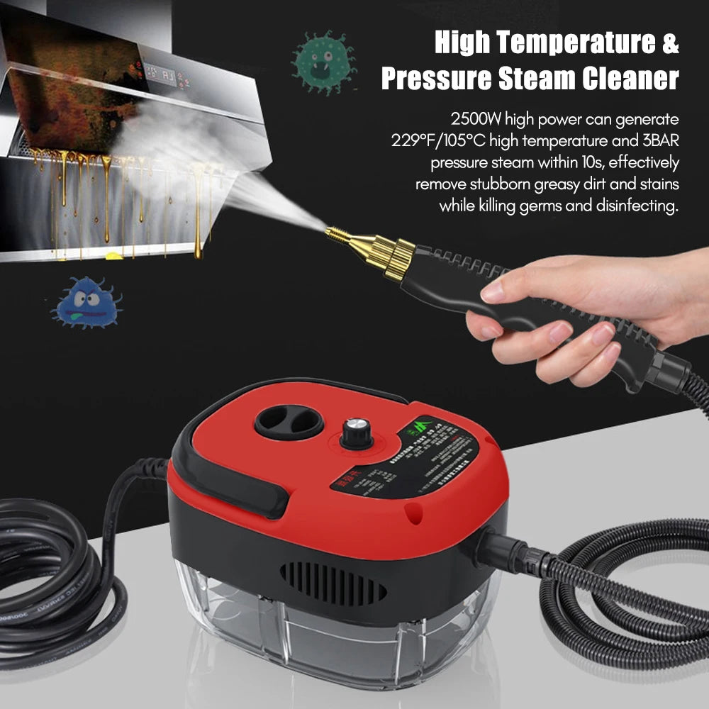 2500W Portable Handheld Steam Cleaner High Temperature Pressurized Steam Cleaning Machine with Brush Heads and Gloves Cleaner