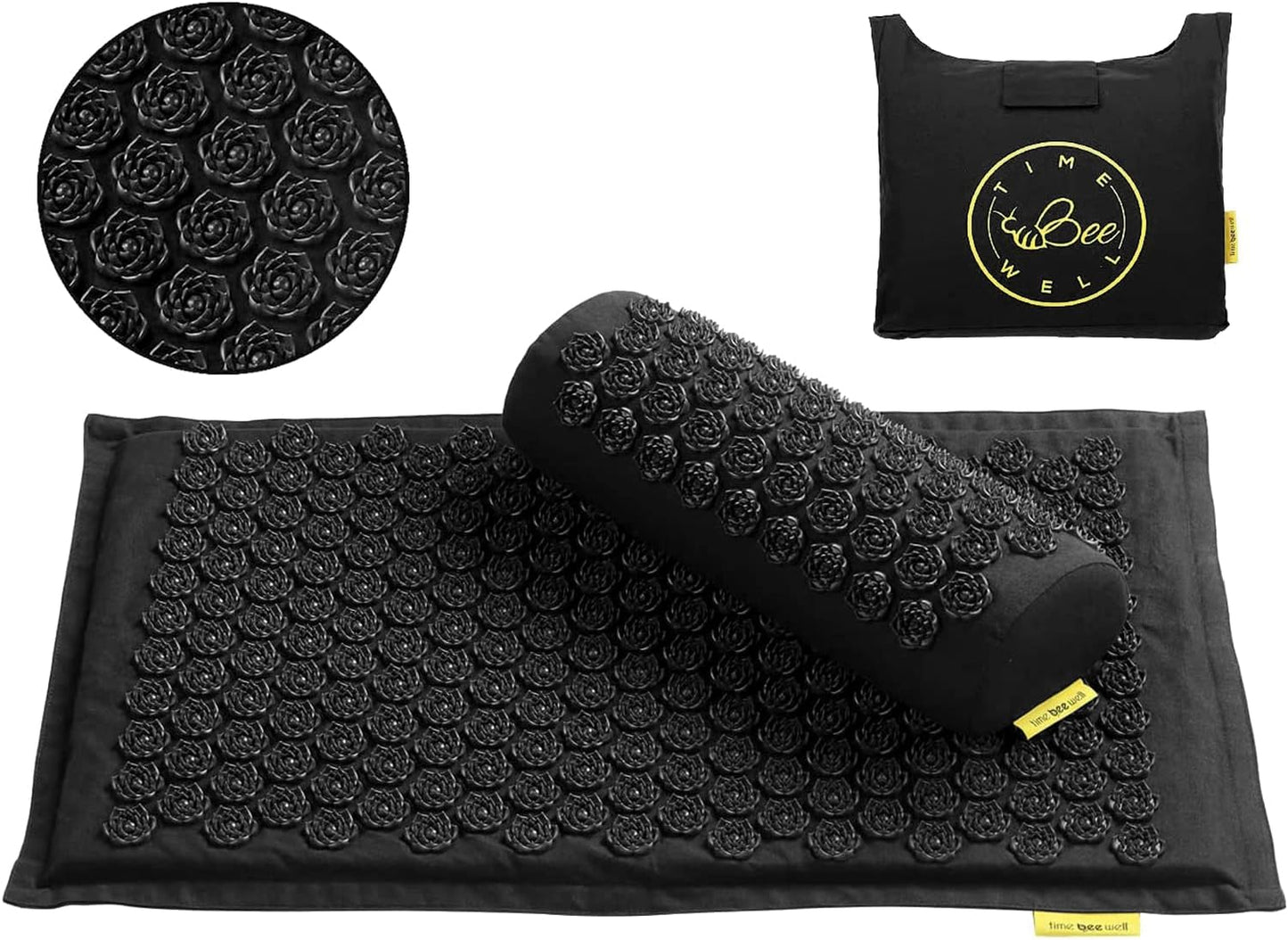 Acupressure Mat and Pillow Set | Acupuncture Mat for Back and Neck Pain Relief | Pranamat Inspired Accupressure Mats for Stress, Sciatic Pain, Feet Massage | Eco-Friendly Travel Bag Included